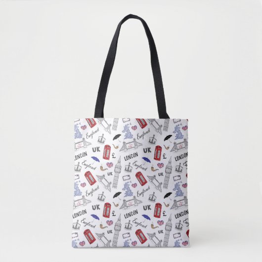 Tote Bag Motif de griffonnages de ville de Londres (Devant)