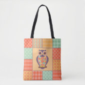 Tote Bag Motif de hibou en patchwork sans couture. arrière  (Devant)