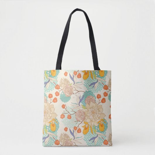 Tote Bag Motif de jardin fleuri coloré (Devant)