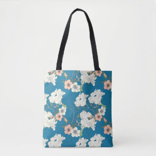 Tote Bag Motif de jardin floral blanc