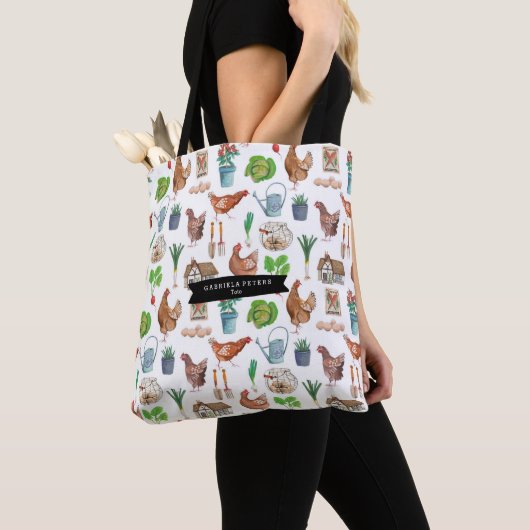 Tote Bag Motif de jardinage de ferme de coq (De près)