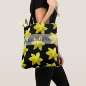 Tote Bag Motif de jonquille jaune et noir Personnalisé (De près)