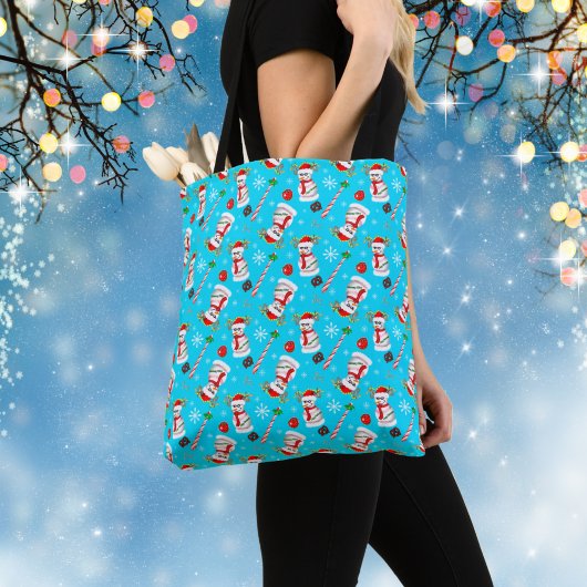 Tote Bag Motif de la fête de Noël de Baseball Snowman