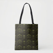 Tote Bag Motif de la fleur de cône vert Sage et Hunter (Devant)
