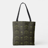 Tote Bag Motif de la fleur de cône vert Sage et Hunter (Dos)