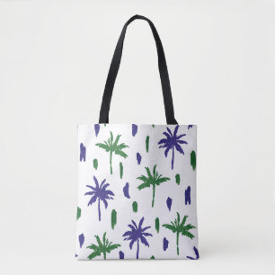 Tote Bag Motif de la marine Blue Green Palm