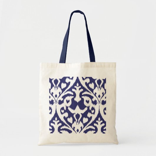 Tote Bag motif de la tribu des ikat bleu et blanc cool (Devant)