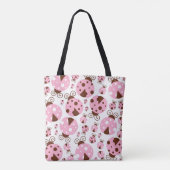Tote Bag Motif De Ladybugs, Mignons Ladybugs, Pink Ladybugs (Dos)