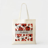 Tote Bag Motif De Ladybugs, Red Ladybugs, Votre Nom (Devant)