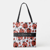 Tote Bag Motif De Ladybugs, Red Ladybugs, Votre Nom (Dos)