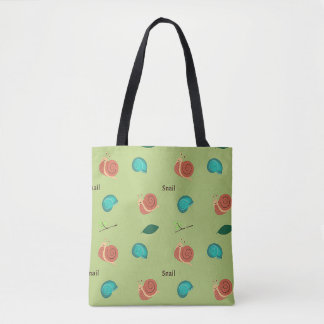 Tote Bag Motif de l'escargot sur vert