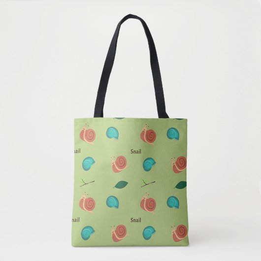 Tote Bag Motif de l'escargot sur vert (Devant)