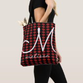 Tote Bag motif de lèvres rougeâtres monogramme beauté (De près)