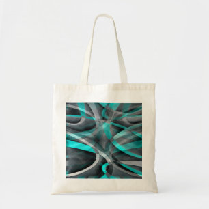 Tote Bag Motif de ligne arquée turquoise et gris des années