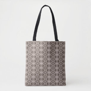 Tote Bag Motif de ligne ondulée beige moderne sur marron