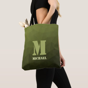 Tote Bag Motif de maillage géométrique d'olive verte de l'a