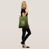 Tote Bag Motif de maillage géométrique d'olive verte de l'a (Sur le modèle)
