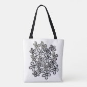 Tote Bag Motif de marguerites en fleurs noires et blanches (Dos)