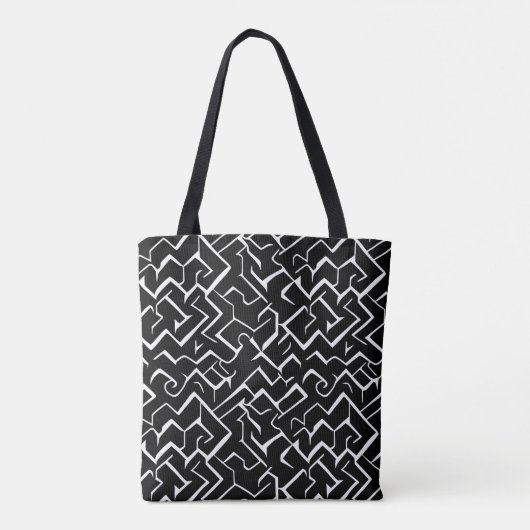 Tote Bag Motif de méandre noir et blanc | Gothique moderne (Dos)