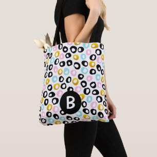 Tote Bag Motif de monogramme à points abstraits tendance