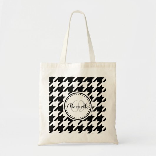 Tote Bag Motif de monogramme noir blanc gris gris (Devant)