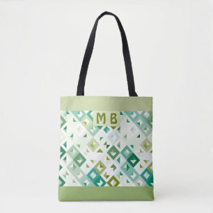 Tote Bag Motif de mosaïque bleu Turquoise vert olive person