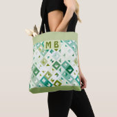 Tote Bag Motif de mosaïque bleu Turquoise vert olive person (De près)