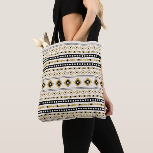 Tote Bag Motif de Motifs Mixtes Aztec Gold Black Cream