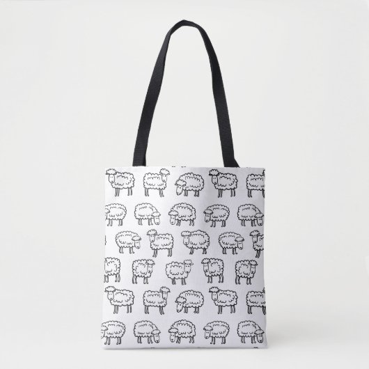 Tote Bag Motif de mouton - Noir et blanc (Devant)