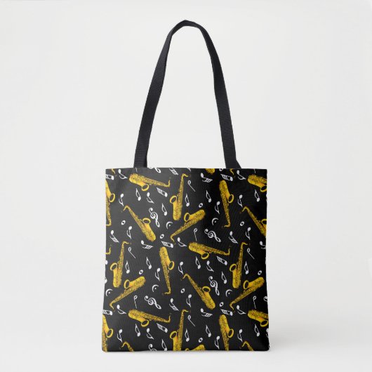 Tote Bag Motif de musique saxophone (Devant)