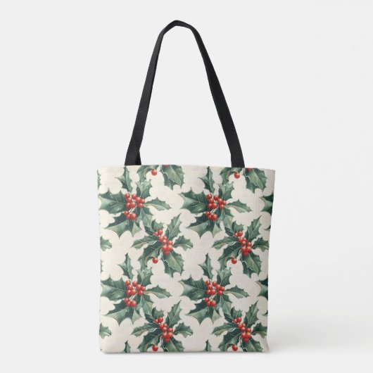 Tote Bag Motif de Noël avec Holly Feuilles et Red Berry (Dos)