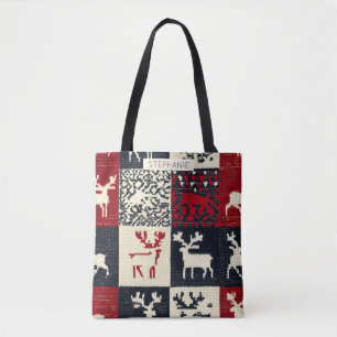 Tote Bag Motif de Noël en Patchwork Rustique