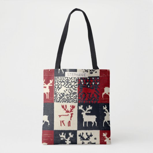 Tote Bag Motif de Noël en Patchwork | Rustique (Devant)