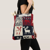 Tote Bag Motif de Noël en Patchwork | Rustique (De près)