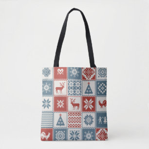 Tote Bag Motif de Noël en patchwork. Traditionel