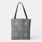 Tote Bag Motif de Noël Gris et Gold Snowflakes (Dos)