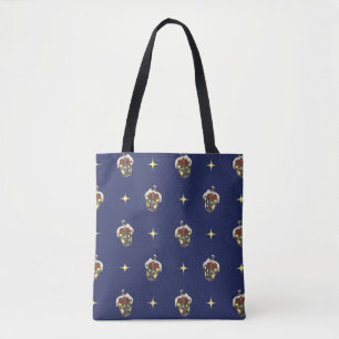 Tote Bag Motif de Noël vintage avec une lanterne sur fond b