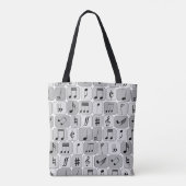Tote Bag Motif de notes de musique géométrique monochrome é (Dos)