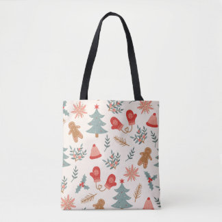 Tote Bag Motif de pain d'épices de Noël rétro.