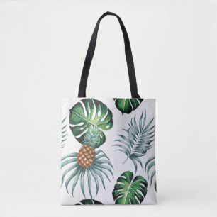 Tote Bag Motif de palmier de jungle à l'aquarelle tropicale