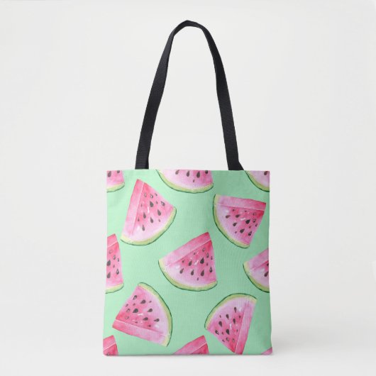Tote Bag Motif de pastèque en Aquarelle Wa (Devant)