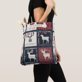 Tote Bag Motif de patchwork à noeud rustique | nordique (De près)