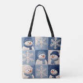 Tote Bag Motif de patchwork de bonhommes de neige et de flo (Dos)