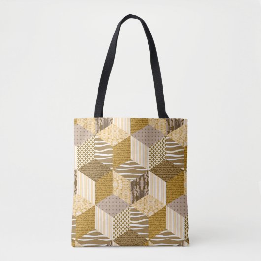 Tote Bag Motif de patchwork sans couture or. Illustration v (Devant)