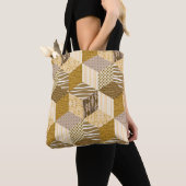 Tote Bag Motif de patchwork sans couture or. Illustration v (De près)