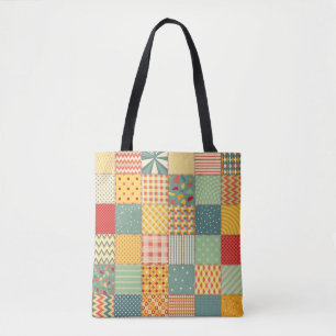 Tote Bag Motif de patchwork transparent coloré avec abstrai