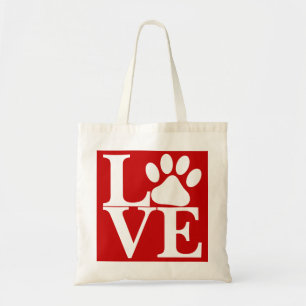 Tote Bag Motif de pattes de chien sur fond rouge avec le mo