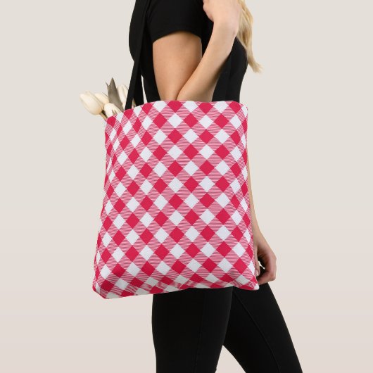 Tote Bag Motif de pays En vichy rouge classique (De près)