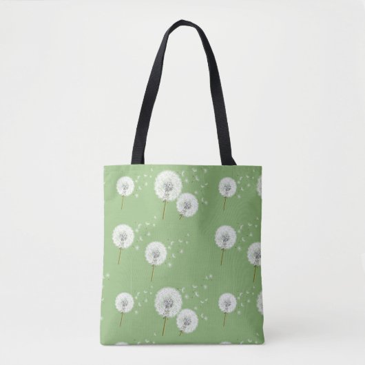 Tote Bag Motif de pissenlit sur l'arrière - plan vert (Devant)