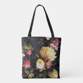 Tote Bag motif de pivoine jaune sur noir (Dos)
